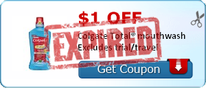 $1 off Colgate Total® mouthwash Excludes trial/travel