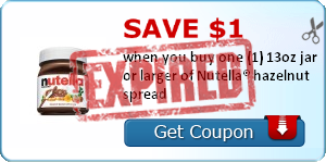 Save $1.00 when you buy one (1) 13oz jar or larger of Nutella® hazelnut spread