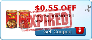 $0.55 off any two HORMEL Chili products
