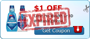 $1.00 off Crest Pro-Health or 3D Whitening Rinse