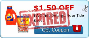 $1.50 off TWO Tide Detergents or Tide Boost