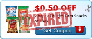 $0.50 off 2 bags of Bugles Corn Snacks or Chex
