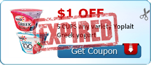 $1.00 off 5 CUPS any variety Yoplait Greek yogurt