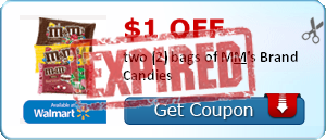 $1.00 off two (2) bags of M&M's Brand Candies