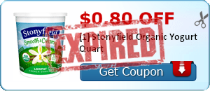 $0.80 off (1) Stonyfield Organic Yogurt Quart