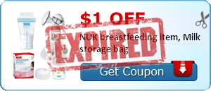 $1.00 off NUK breastfeeding item, Milk storage bag