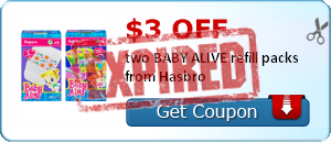 $3.00 off two BABY ALIVE refill packs from Hasbro