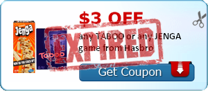 $3.00 off any TABOO or any JENGA game from Hasbro