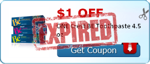 $1.00 off ONE Crest BE Toothpaste 4.5 oz