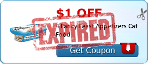 $1.00 off 4 Fancy Feast Appetizers Cat Food