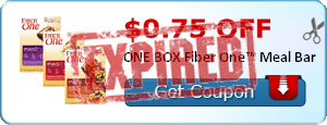 $0.75 off ONE BOX Fiber One™ Meal Bar