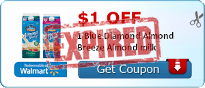 $1.00 off 1 Blue Diamond Almond Breeze Almond milk