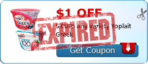 $1.00 off 5 CUPS any variety Yoplait Greek