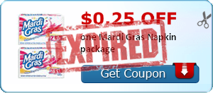 $0.25 off one Mardi Gras Napkin package