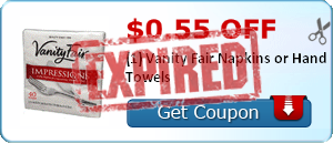 $0.55 off (1) Vanity Fair Napkins or Hand Towels