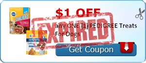 $1.00 off any ONE (1) PEDIGREE Treats For Dogs