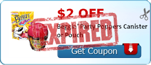 $2.00 off Beggin' Party Poppers Canister or Pouch