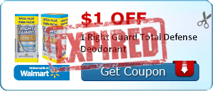 $1.00 off 1 Right Guard Total Defense Deodorant