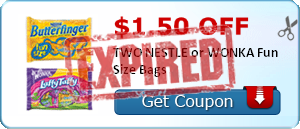 $1.50 off TWO NESTLE or WONKA Fun Size Bags