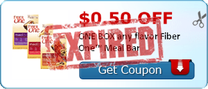 $0.50 off ONE BOX any flavor Fiber One™ Meal Bar