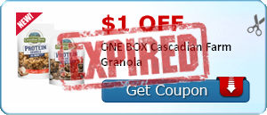 $1.00 off ONE BOX Cascadian Farm Granola