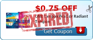 $0.75 off ONE Tampax Pearl or Radiant Tampon