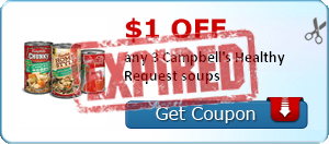 $1.00 off any 3 Campbell's Healthy Request soups