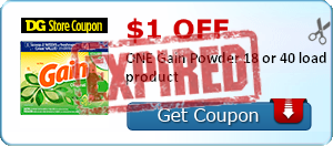 $1.00 off ONE Gain Powder 18 or 40 load product