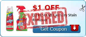 $1.00 off (1) RESOLVE Laundry Stain Remover