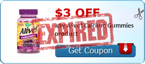 $3.00 off any Alive! Calcium Gummies product