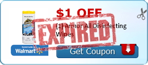 $1.00 off (1) Armor All Disinfecting Wipes