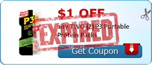 $1.00 off any TWO (2) P3 Portable Protein Packs