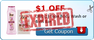 $1.00 off ONE (1) Tone Body Wash or Bath Bar