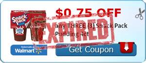 $0.75 off any THREE (3) Snack Pack Pudding 4ct