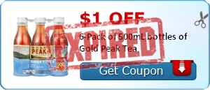 $1.00 off 6-Pack of 500mL bottles of Gold Peak Tea