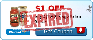 $1.00 off any 2 (TWO) Prego Italian Sauces