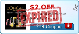 $2.00 off any L'Oreal Voluminous Butterfly Mascara