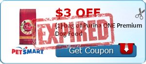 $3.00 off (1) bag of Purina ONE Premium Dog Food