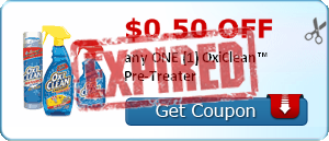 $0.50 off any ONE (1) OxiClean™ Pre-Treater