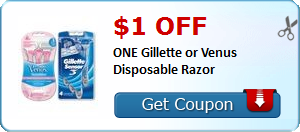 $1.00 off ONE Gillette or Venus Disposable Razor