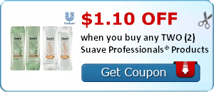 $1.10 off when you buy any TWO (2) Suave Professionals® Products