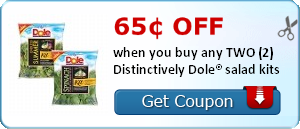 65¢ off when you buy any TWO (2) Distinctively Dole® salad kits