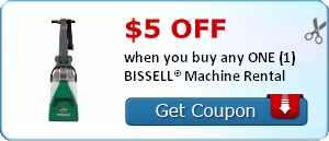 $5.00 off when you buy any ONE (1) BISSELL® Machine Rental