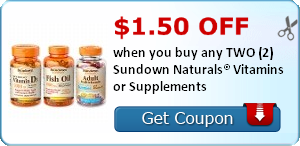 $1.50 off when you buy any TWO (2) Sundown Naturals® Vitamins or Supplements