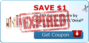 SAVE $1.00 on ANY Extraordinaire by Colour Riche or ANY L’Oréal® Paris lip product