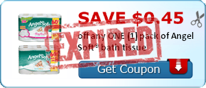 SAVE $0.45 off any ONE (1) pack of Angel Soft® bath tissue