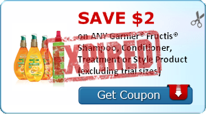 SAVE $2.00 on ANY Garnier® Fructis® Shampoo, Conditioner, Treatment or Style Product (excluding trial sizes)