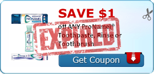SAVE $1.00 off ANY ProNamel® Toothpaste, Rinse or Toothbrush