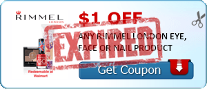 $1.00 OFF ANY RIMMEL LONDON EYE, FACE OR NAIL PRODUCT