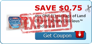 SAVE $0.75 any ONE (1) package of Land O'Frost® Simply Delicious™ Lunchmeat